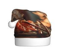 BOAXXL Plush Santa Hat with All-Over Quiet Brew Print, Soft Skin-Friendly Universal Size Festival Headwear for Adults