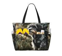 BOAXXL Reusable Beach Travel Tote Bag Sturdy Durable Unique Puppy Looking At The Sun Prints for Outdoor Beach Camping