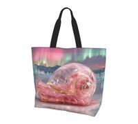 BOAXXL Snail Under The Aurora Women's Shoulder Bag Stylish Simple Light Durable Tote Bag for Daily Commuting and Shopping