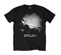 Bob Dylan Guitar & Logo Official Tee T-Shirt Mens Unisex (Large) Black