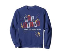 Bob Dylan - L R Sweatshirt, Adult Unisex, Navy Blue, X-Large