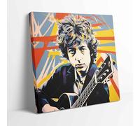Bob Dylan Pop Art 002 Stretched Canvas Print Wall Art 20x20inch / 51X51cm