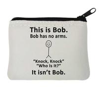 Bob Has No Arms Who is Knocking Not Bob Neoprene Coin Purse Pouch 10x11cm White