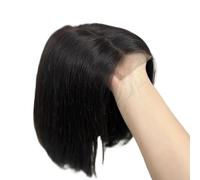 Bob Human Hair 2x6 Hd Lace Front Wigs,250 Density Short Straight Frontal Wig Transparent Pre Plucked Hairs(10inch)