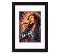 Bob Marley Art Styled Signed Poster Print - Limited Edition Autograph Fan Gift, Collectible Memorabilia Wall Art Merchandise (A3 Framed with Mount)
