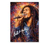 Bob Marley Art Styled Signed Poster Print - Limited Edition Autograph Fan Gift, Collectible Memorabilia Wall Art Merchandise (A4 Unframed)