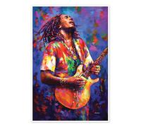 Bob Marley, Colourful Poster by Leon Devenice 60 x 90 cm Colourful Wall art Wall decor
