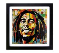 Bob Marley Constructivism Framed Wall Art Print 18x18 Inch Black