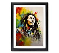 Bob Marley Dadaism Framed Wall Art Print A2 Black
