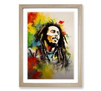 Bob Marley Dadaism Framed Wall Art Print A2 Oak