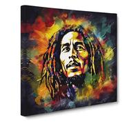 Bob Marley Digital Art Canvas Wall Art Print 20x20 Inch