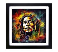 Bob Marley Digital Art Framed Wall Art Print Black