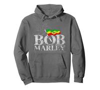 Bob Marley Iconic Music Reggae Old School Style Print Pullover Hoodie, Adult Unisex, Asphalt Grey, Small