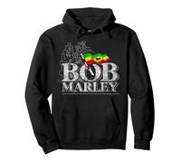 Bob Marley Iconic Music Reggae Old School Style Print Pullover Hoodie, Adult Unisex, Black, Small