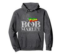 Bob Marley Iconic Music Reggae Old School Style Print Pullover Hoodie, Adult Unisex, Dark Heather Grey, Medium