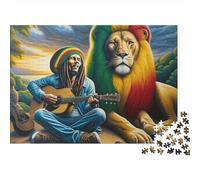 Bob Marley Lion 1000pc Thick Cardboard Puzzle for Stress Relief Seekers Christmas Gathering Home Decor Senior Citizens Senior Centre Activity 52x38cm/1000pcs