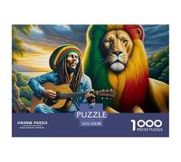 Bob Marley Lion Challenging Puzzles 1000 Piece - Rasta Lion Guitar Player for Men And Women Puzzle for Adults Gifts Wall Decoration52x38cm/1000pcs
