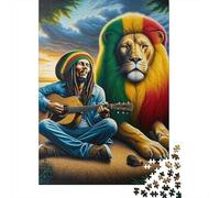 Bob Marley Lion1000 Piece Recycled Cardboard Jigsaw Puzzle Set Adult Enthusiasts Cognitive Development Creative Wall Decor Gift Idea 38x26cm/1000pcs