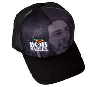 Bob Marley Logo and Face Trucker Baseball Cap One Size Black