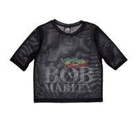 Bob Marley Logo Mesh Crop Top L Black