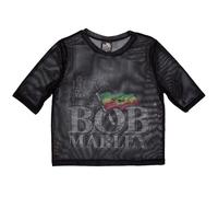 Bob Marley Logo Mesh Crop Top M Black