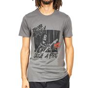 Bob Marley Men's Catch A Fire World Tour Cotton T-Shirt in Charcoal | Size: Medium Bob Marley Charcoal M