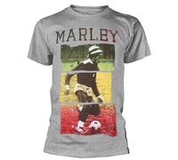 Bob Marley Men's Football Cotton T-Shirt in Grey | Size: Large Bob Marley Grey L