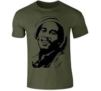 Bob Marley-Music Reggae-T-Shirt Smoke-Weed Jamaican-Ragga Music Xmas Gift Top(Military Green,XL)