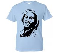 Bob Marley-Music Reggae-T-Shirt Smoke-Weed Jamaican-Ragga Music Xmas Gift Top(Sky Blue,L)