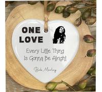 Bob Marley One Love Song Music Gift Quote Ceramic Heart Gift Plaque Office Hanging Sign cr150