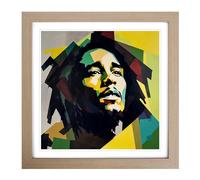 Bob Marley Suprematism Framed Print | 18x18 Inch Oak Framed Wall Art | Ready to Hang | Modern Historical Picture | Living Room Bedroom Lounge Office