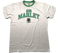 Bob Marley T Shirt Collegiate Crest Official Unisex White Ringer L