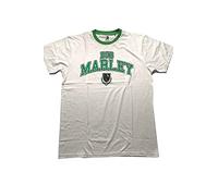 Bob Marley T Shirt Collegiate Crest Official Unisex White Ringer M