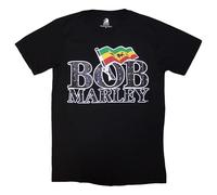 Bob Marley T Shirt Diamante Flag Logo Official Unisex Black S