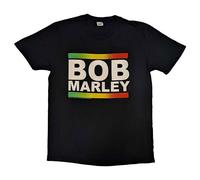 Bob Marley T Shirt Rasta Band Block Jamaica logo Official Mens Black