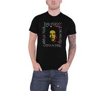Bob Marley T Shirt Rasta Scratch Logo Official Mens Black M