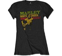 Bob Marley T Shirt Roots Rock Reggae Logo Official Womens Skinny Fit Black