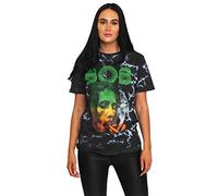 Bob Marley T Shirt Smoke Gradient Logo Official Dip Dye on Grey Unisex S