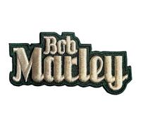 Bob Marley Woven Text Logo Iron On Patch (One Size) (Black/Beige)