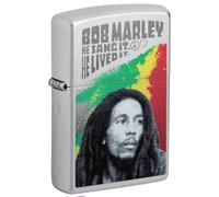 Zippo Windproof Lighter, Bob Marley Design - Satin Chrome, Lustre Colour Image - Refillable, Reusable, Windproof Design - Comes in Gift Box - Made in USA