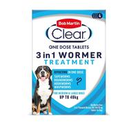 Bob Martin Clear 3-in-1 Wormer for Dogs (4 Tablets) - For Small, Mediu