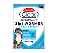 Bob Martin Clear 3-in-1 Wormer for Dogs (4 Tablets) - For Small, Medium and Large Dogs up to 40kg, Clinically Proven Treatment