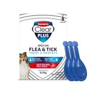 Bob Martin Clear Plus Spot On Flea Treatment for Medium Dogs (10-20kg) - Kills Fleas, Ticks, Lice and Flea Eggs (3 Pipettes)