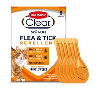 Bob Martin Clear Spot On Flea and Tick Repellent for Cats and Kittens - Pesticide-Free Protection (6 Pipettes)