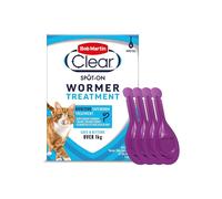 BOB MARTIN Clear Spot On Wormer for Cats and Kittens 100 Percent Effective Tapeworm Treatment (4 Pipettes)