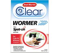 Bob Martin Clear Spot On Wormer for Cats & Kittens - 100% Effective Tapeworm Treatment (4 Pipettes)