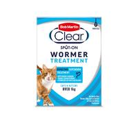CAT / KITTEN WORMER: Bob Martin Clear Worming Spot On. 4 TUBE Pack. For Tapeworm