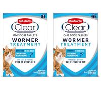 Bob Martin Clear Wormer Treatment for Cats (2 Tablets) - Suitable for Kittens, Clinically Proven Treatment (Pack of 2)