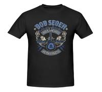 Bob Music Seger Singer Men's T Shirt Cotton Graphic Crew Neck Short Sleeve Top Tee Fashion Shirts,Gift for Fan Black X-Large