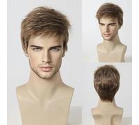 Bob Pixie Cut Wig for Men Light Brown Short Straight Synthetic Layered Wig with Bangs Natural Looking Hair for Cosplay Daily-SS1001-3